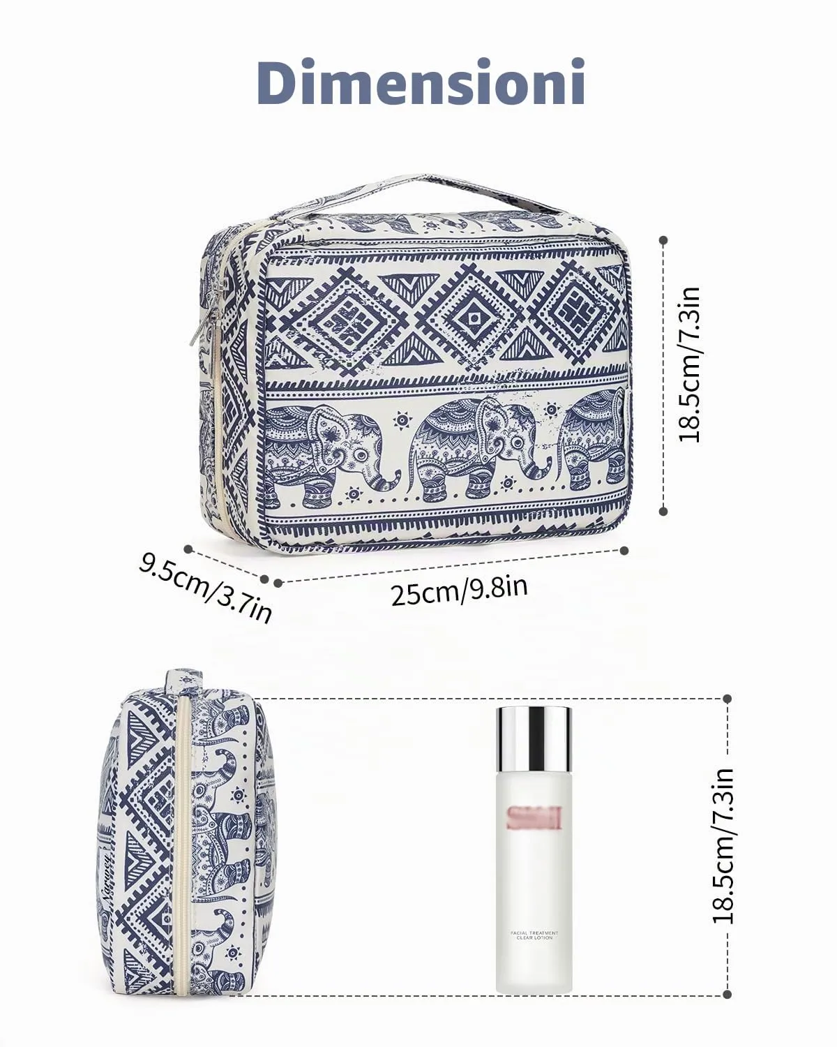 Narwey Beauty Case da Viaggio da Appendere, Borsa da Toilette e Trousse per Cosmetici (Elefante) - immagine 5