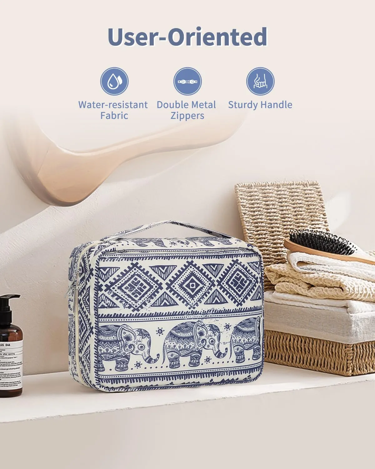 Narwey Beauty Case da Viaggio da Appendere, Borsa da Toilette e Trousse per Cosmetici (Elefante) - immagine 6