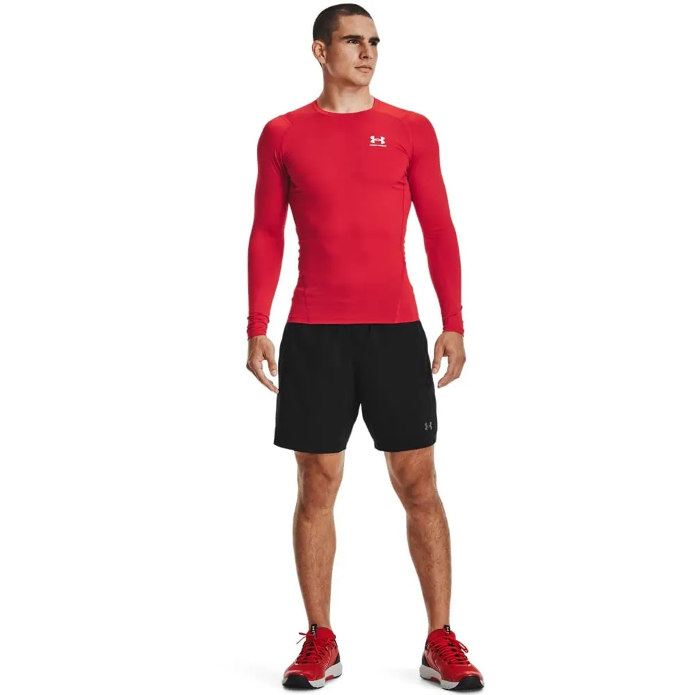 Under Armour UA HG Armour Comp LS Long Sleeve T-Shirt, Rosso, S Uomo - immagine 3