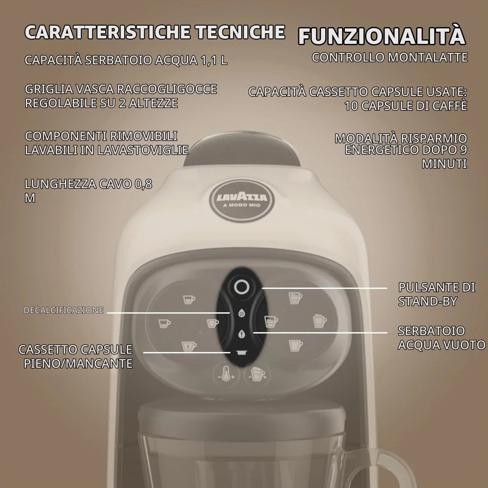 Lavazza A Modo Mio Deséa Macchina da caffè espresso, color crema - immagine 10