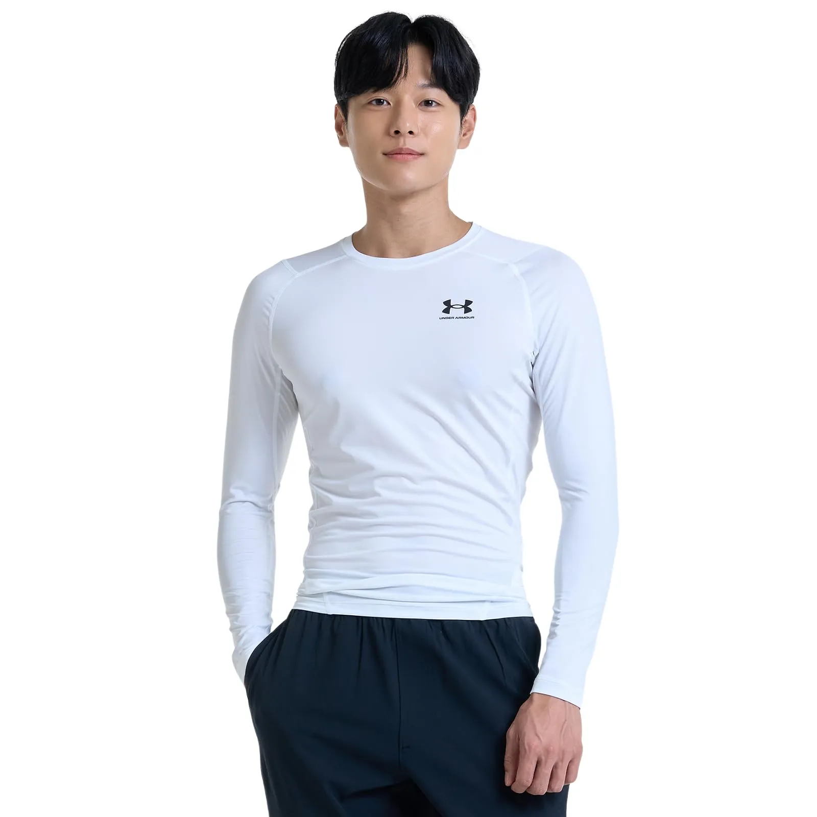 Under Armour UA HG Armour Comp LS Long Sleeve Shirt, Bianco, S Uomo - immagine 6