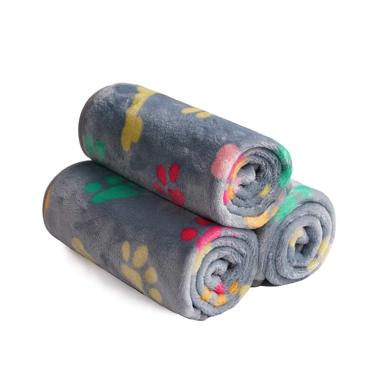 luciphia Coperta per Cane e Gatto in Flanella, Grigio Osso, Large (104 * 76cm), 3 Pezzi - immagine 3