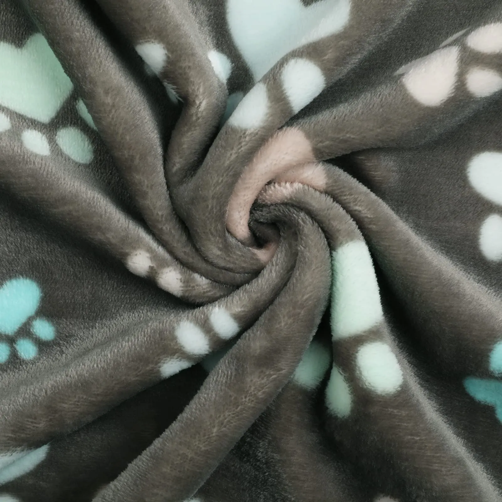 luciphia Coperta per Cane e Gatto in Flanella, Grigio Zampe di Cuore, Large (104 x 76cm), 3 Pezzi - immagine 6