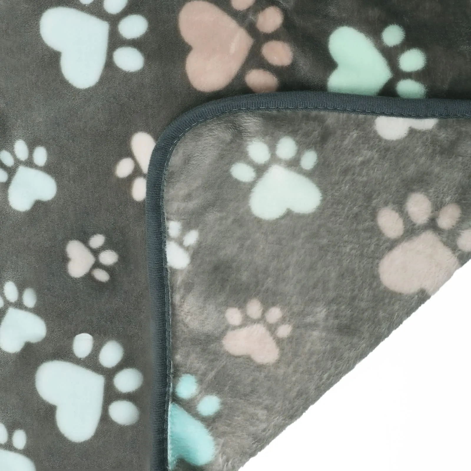 luciphia Coperta per Cane e Gatto in Flanella, Grigio Zampe di Cuore, Large (104 x 76cm), 3 Pezzi - immagine 7