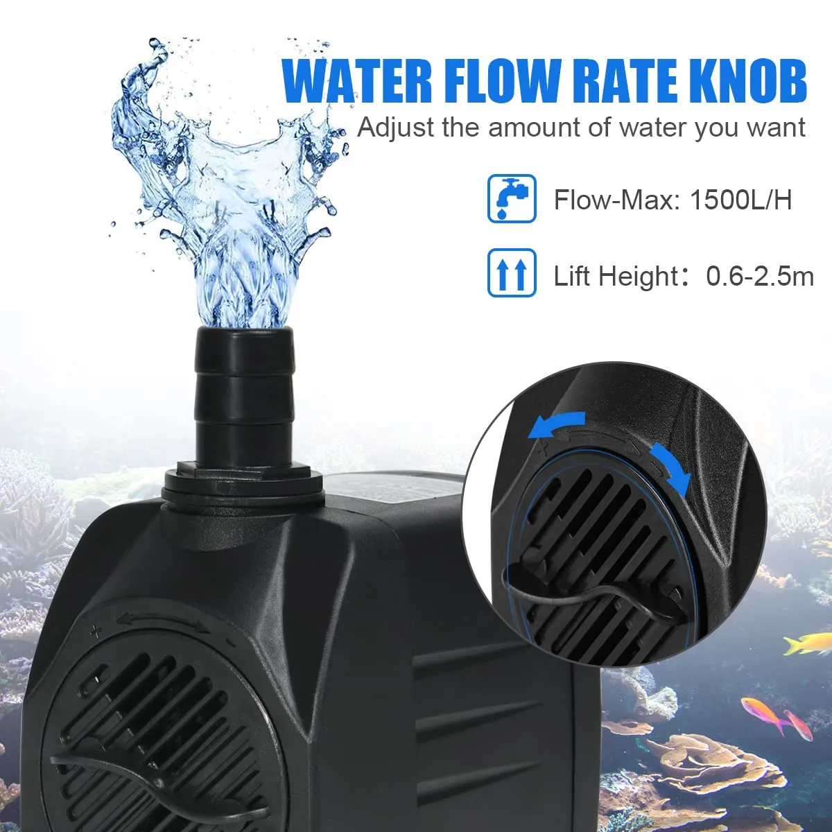 Flintronic Mini Pompa Acqua Sommersa, 25W 1500L/H - immagine 2