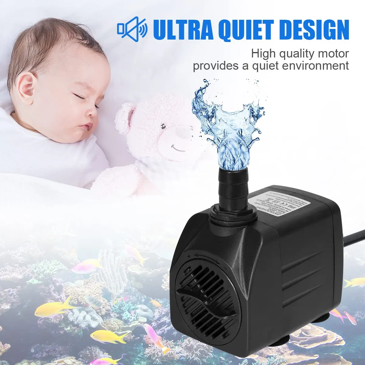 Flintronic Mini Pompa Acqua Sommersa, 25W 1500L/H - immagine 3