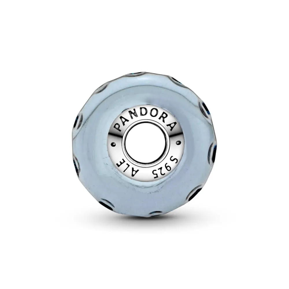 Pandora Ciondolo in argento S9 ondulato con vetro di Murano iridescente e blu scuro - immagine 3