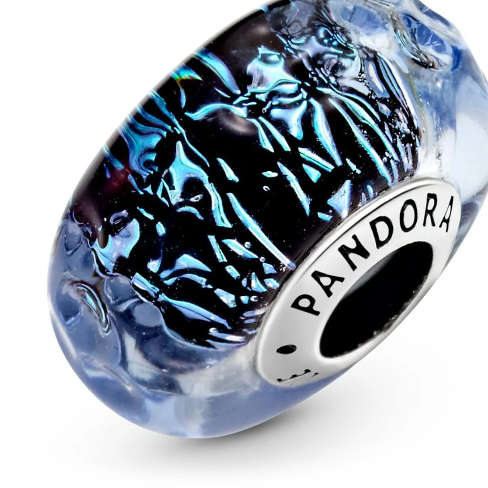 Pandora Ciondolo in argento S9 ondulato con vetro di Murano iridescente e blu scuro - immagine 4