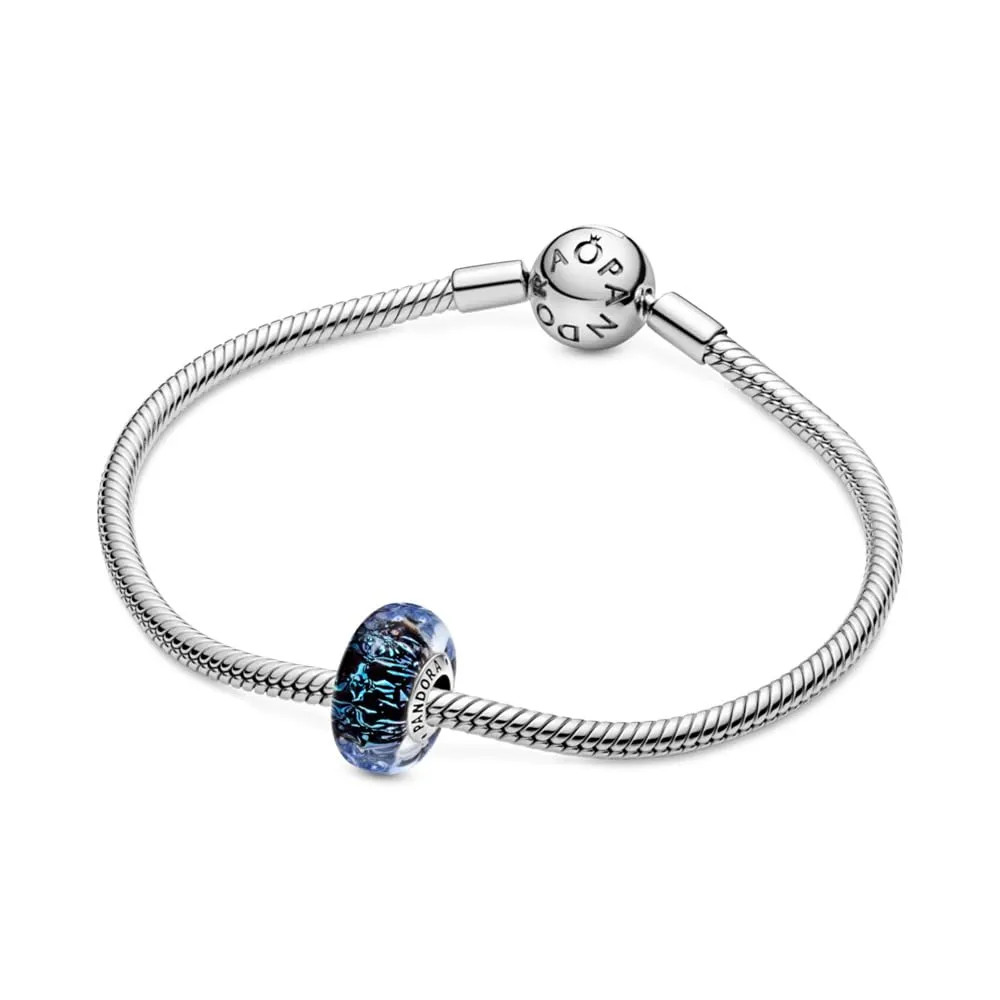 Pandora Ciondolo in argento S9 ondulato con vetro di Murano iridescente e blu scuro - immagine 5
