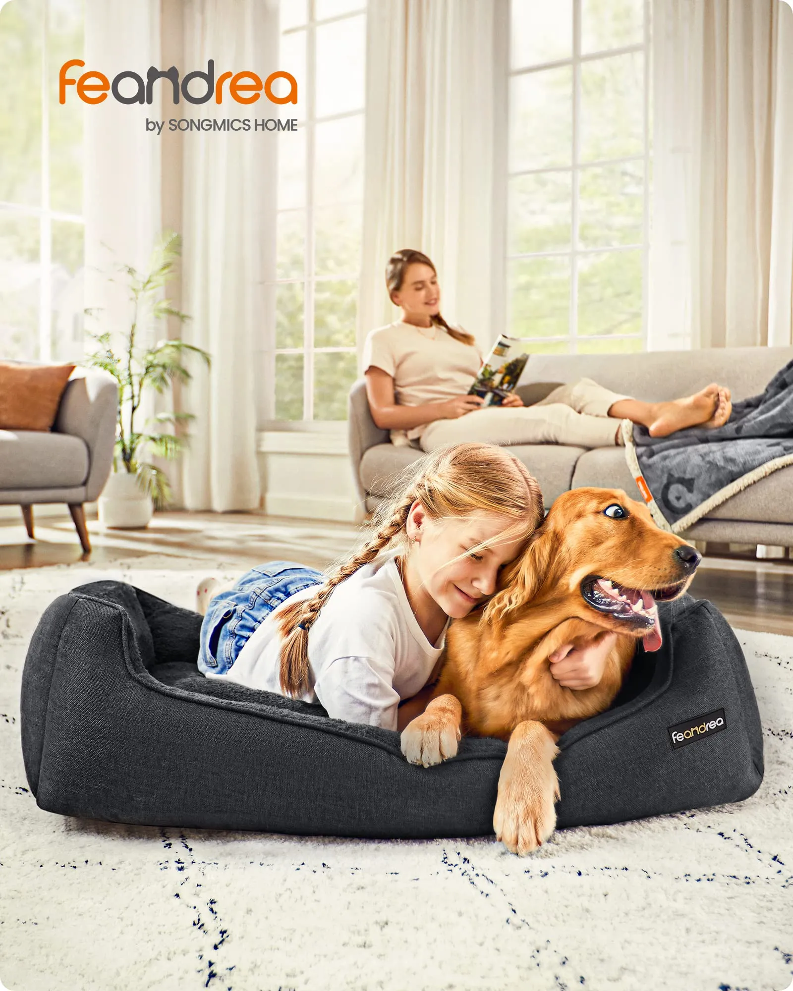 Feandrea Cuccia per Cani, 110 x 75 x 27 cm, Grigio Scuro - immagine 2
