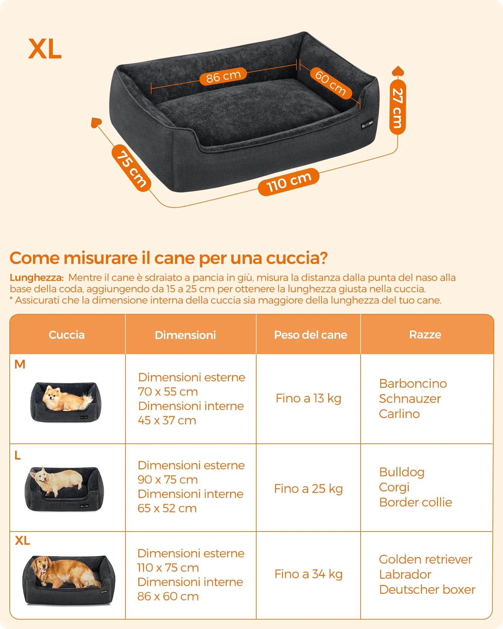 Feandrea Cuccia per Cani, 110 x 75 x 27 cm, Grigio Scuro - immagine 7
