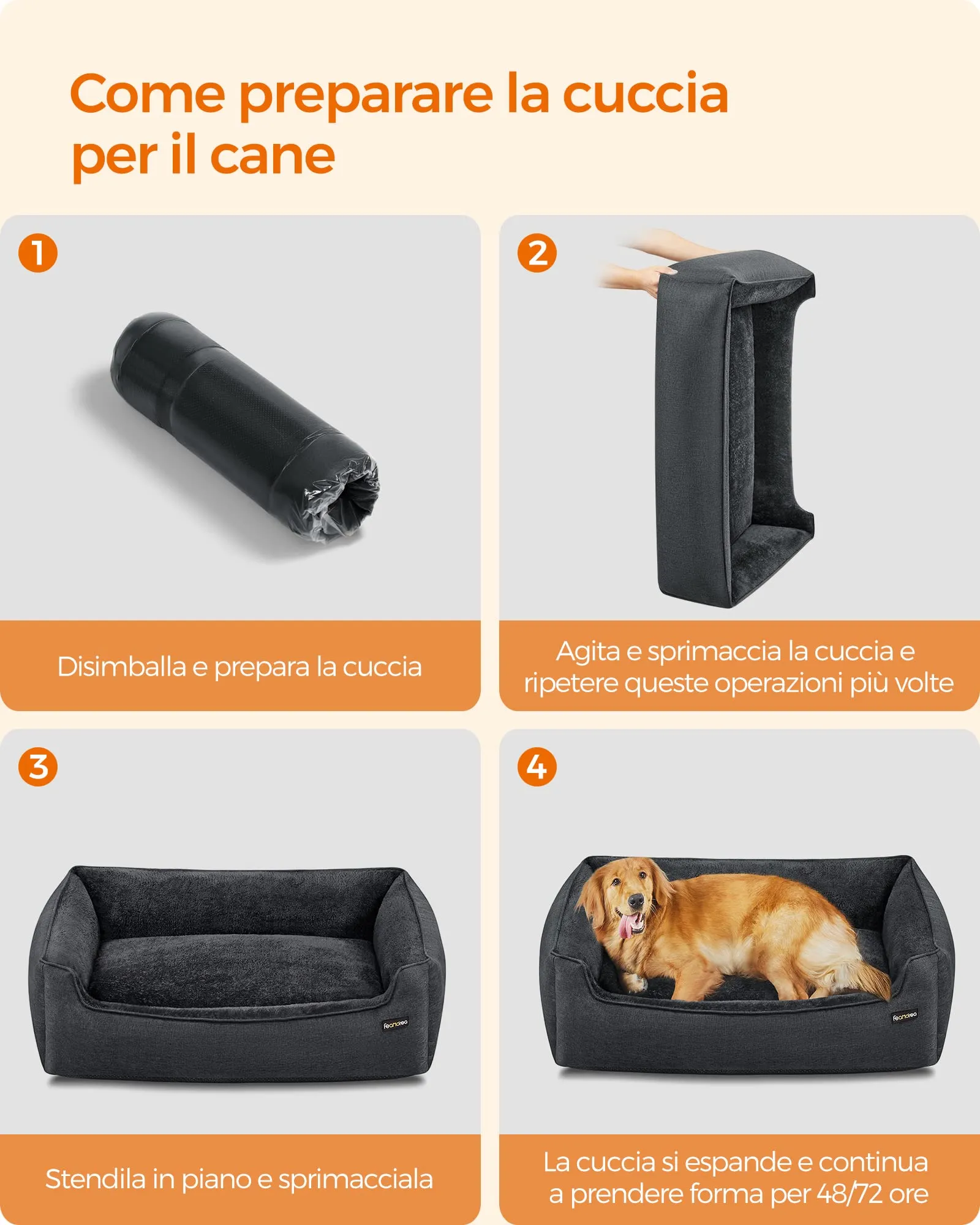 Feandrea Cuccia per Cani, 110 x 75 x 27 cm, Grigio Scuro - immagine 8