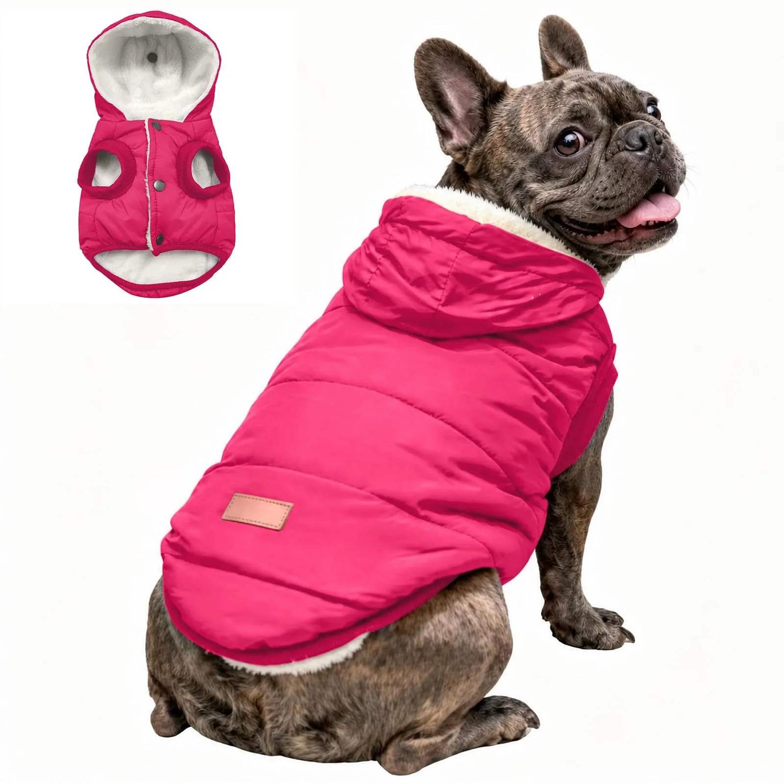 JoyDaog Cappottino Invernale per Cani con Cappuccio e Fodera in Pile, Rosa, XXXL - immagine 2
