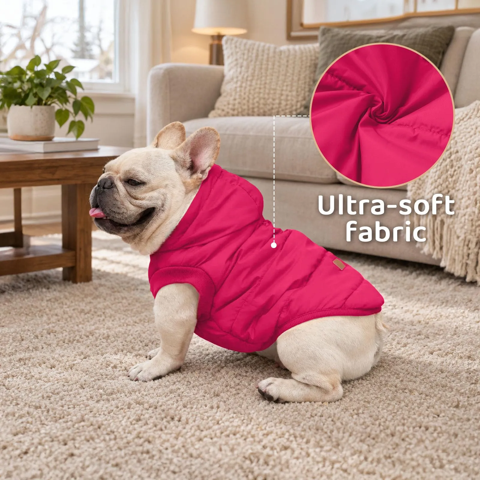 JoyDaog Cappottino Invernale per Cani con Cappuccio Foderato in Pile, Rosa, Taglia S - immagine 7