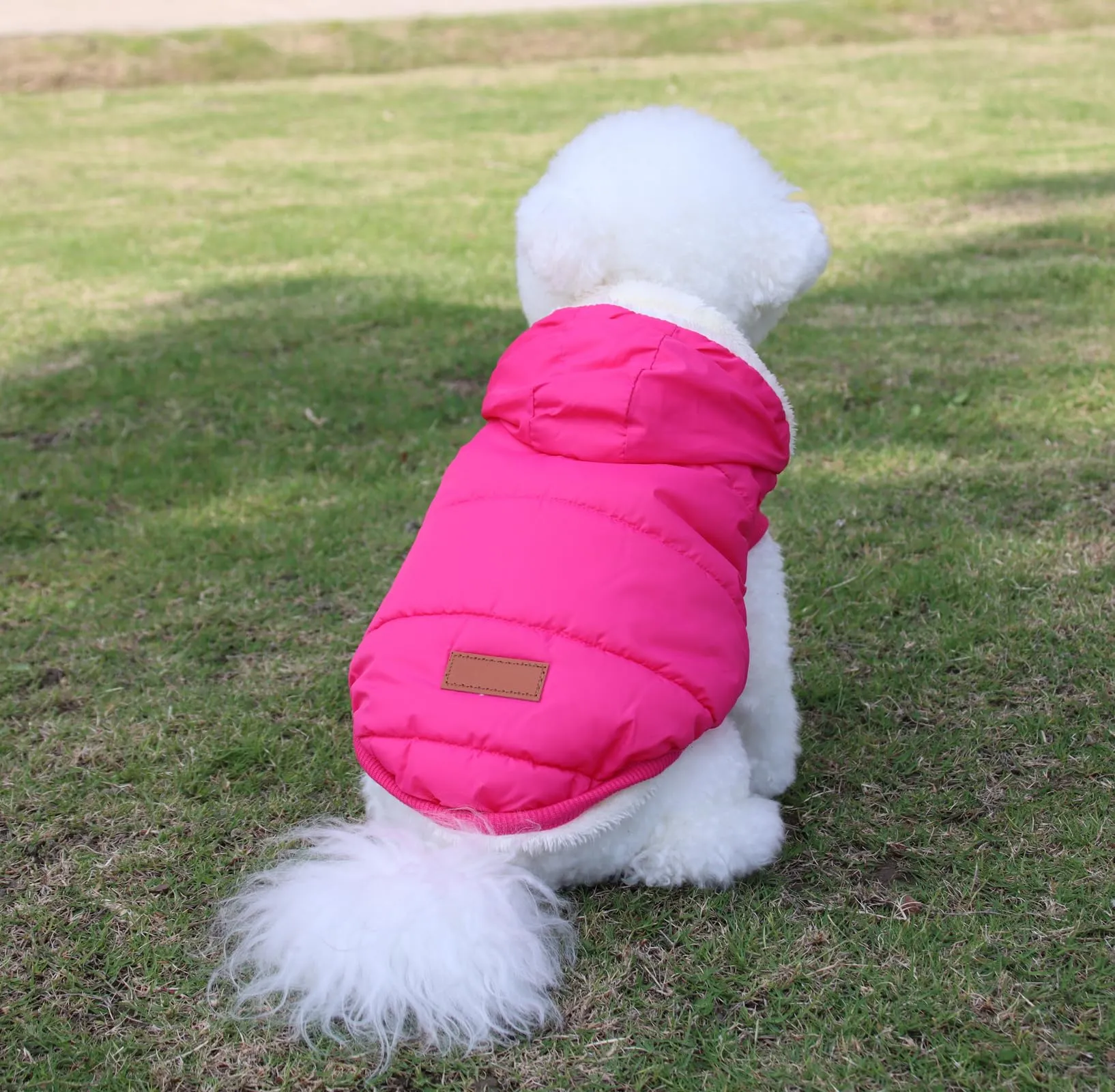 JoyDaog Cappottino invernale per cani con cappuccio foderato in pile, rosa XL - immagine 9