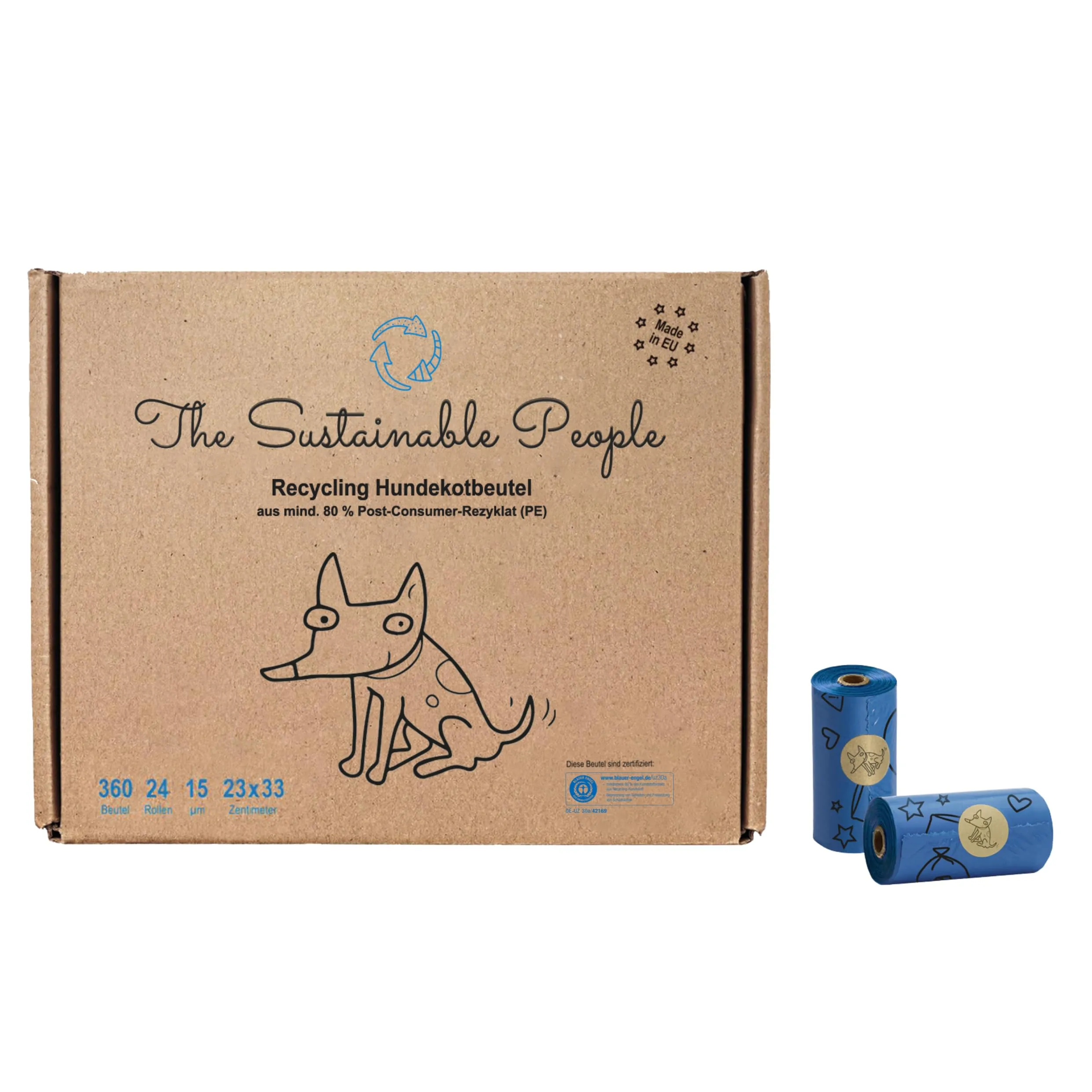 The Sustainable People Sacchetti riciclati per deiezioni canine, 360 unità (24 rotoli) - immagine 1