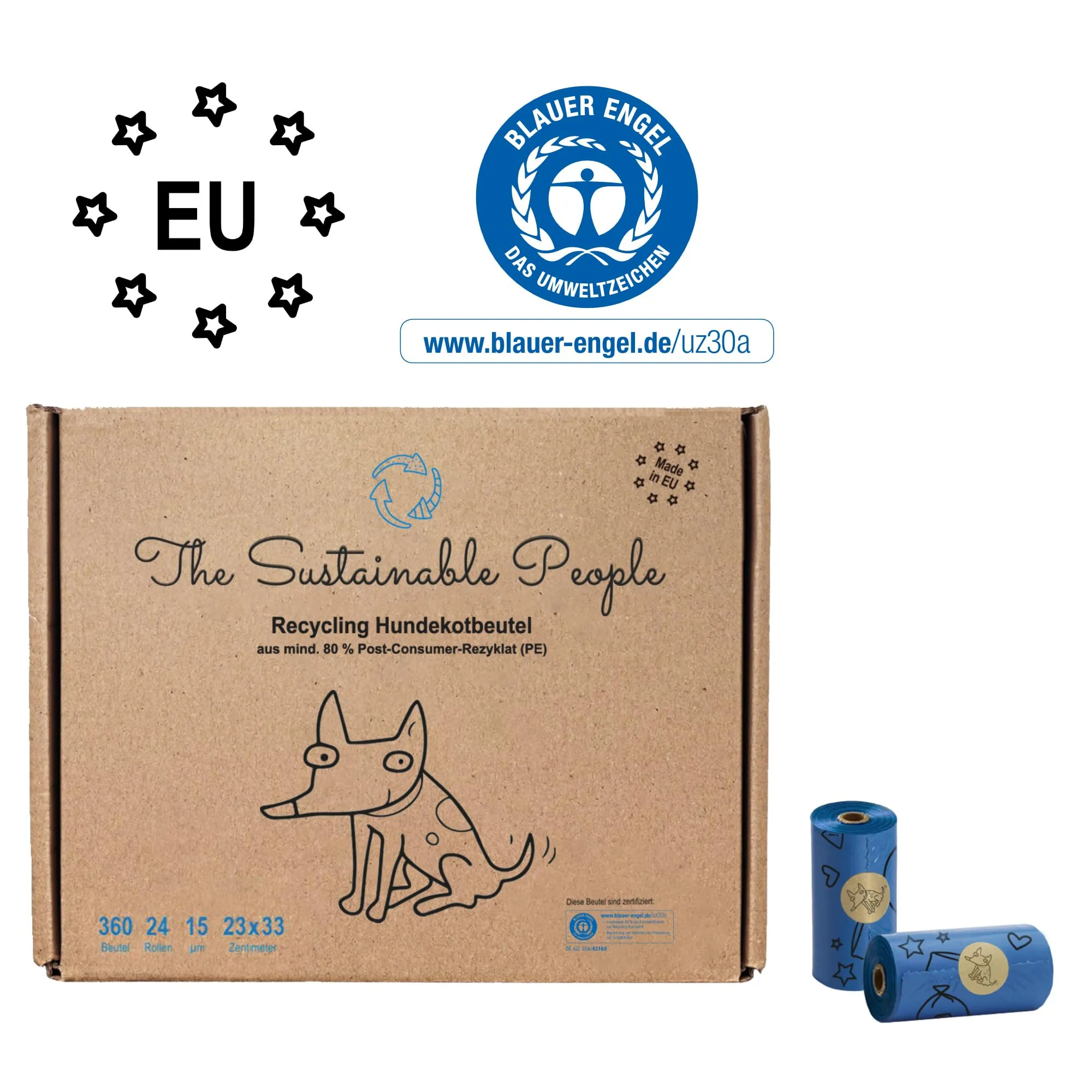 The Sustainable People Sacchetti riciclati per deiezioni canine, 360 unità (24 rotoli) - immagine 3