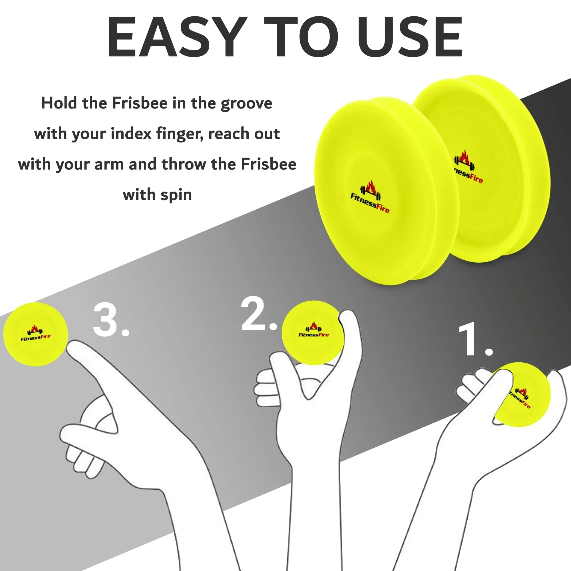 FitnessFire Set di 3 Mini Frisbee (Giallo) - immagine 4
