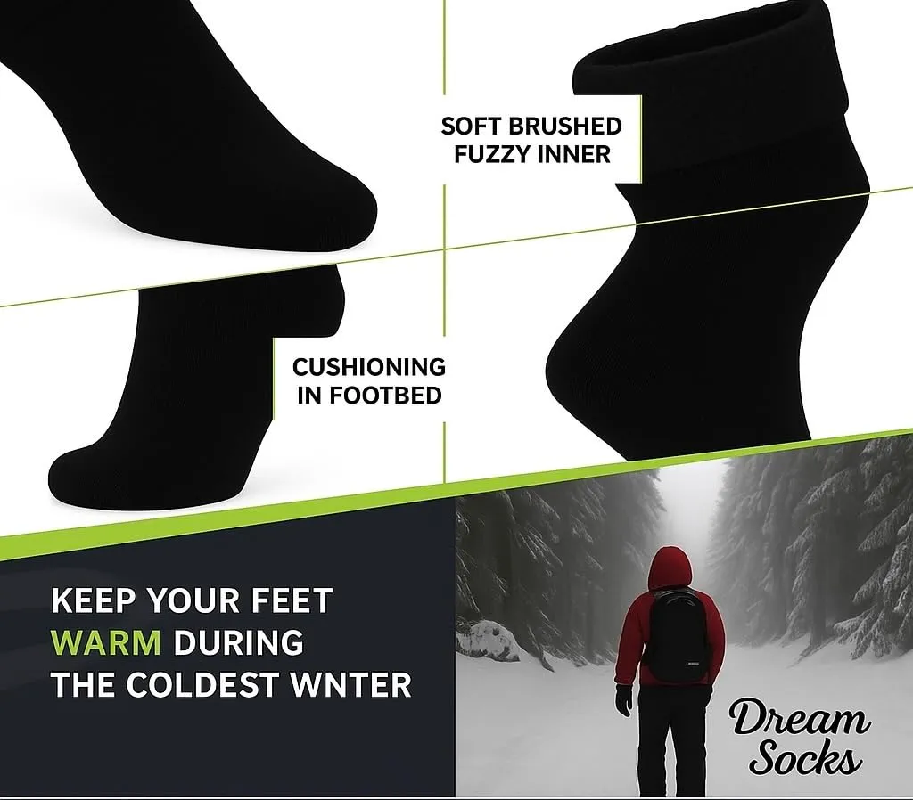DREAM SOCKS Calze Lunghe Termiche in Pile Invernali da Sci, 41-46, 6 Paia Ass.A - immagine 5