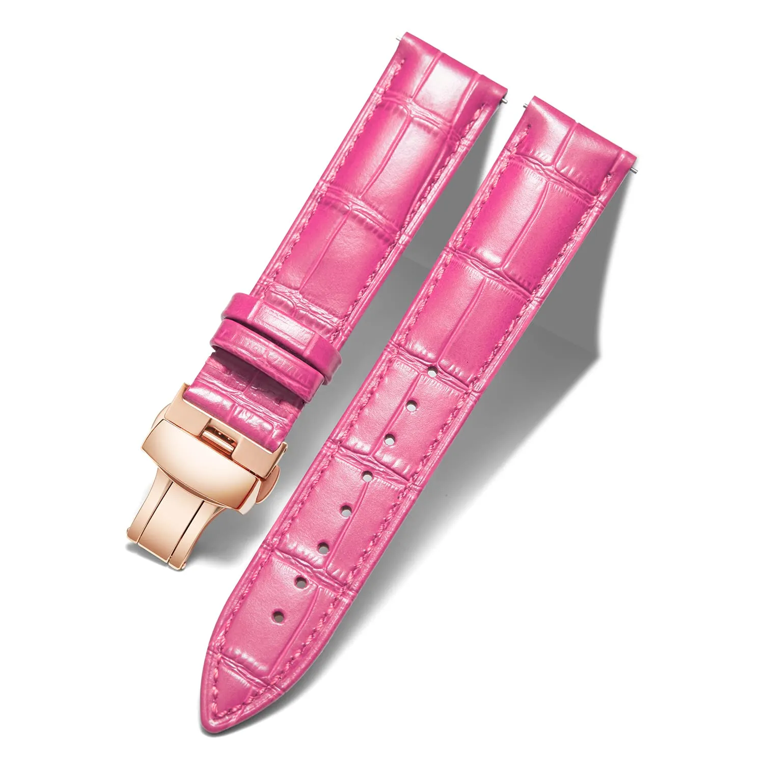 BINLUN Cinturino in Pelle per Orologio Unisex con Fibbia a Farfalla, 12mm, Rosa Rosso Oro Rosa - immagine 1