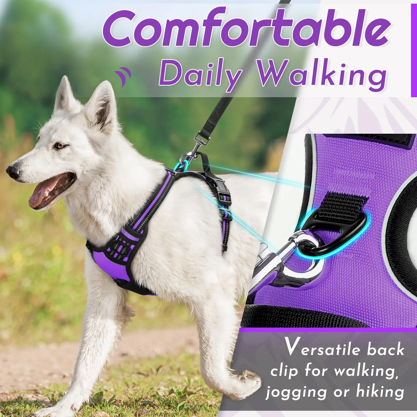 Eagloo Pettorina Cane Anti Tiro, Viola, XL - immagine 4