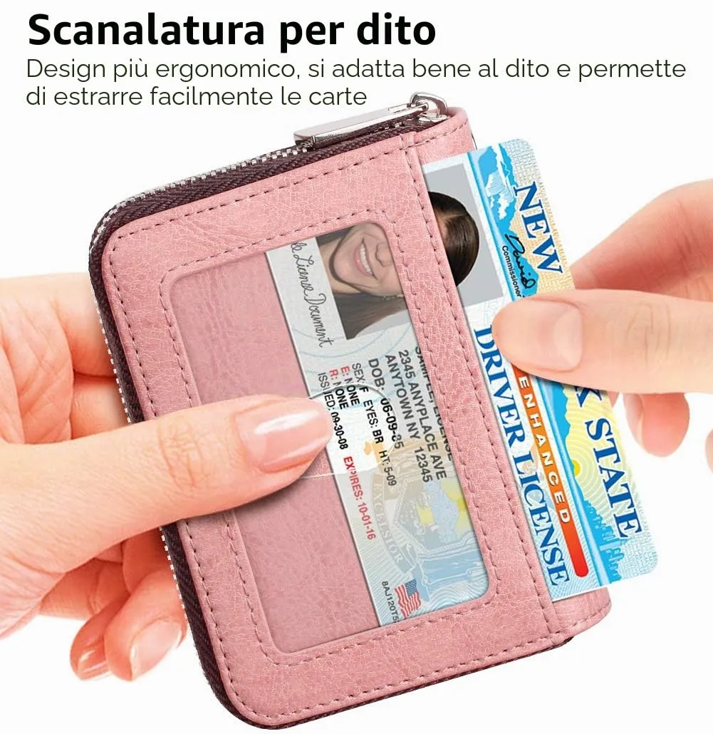 FurArt Porta Carte di Credito con Cerniera e Blocco RFID per Donna e Uomo - immagine 2