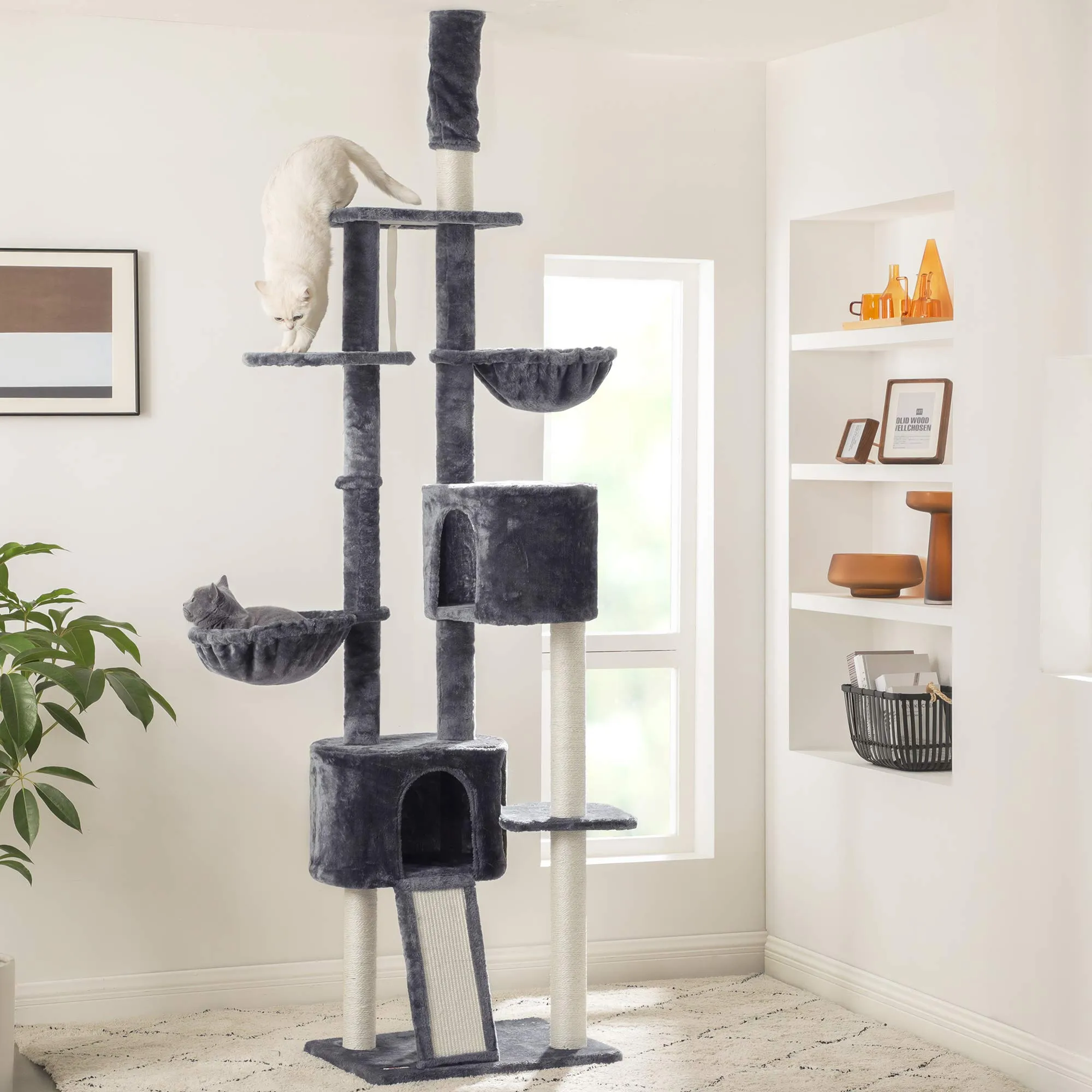 Feandrea Albero per Gatti da Soffitto, 2,4-2,6 m, Grigio Fumo PCT110G01 - immagine 2