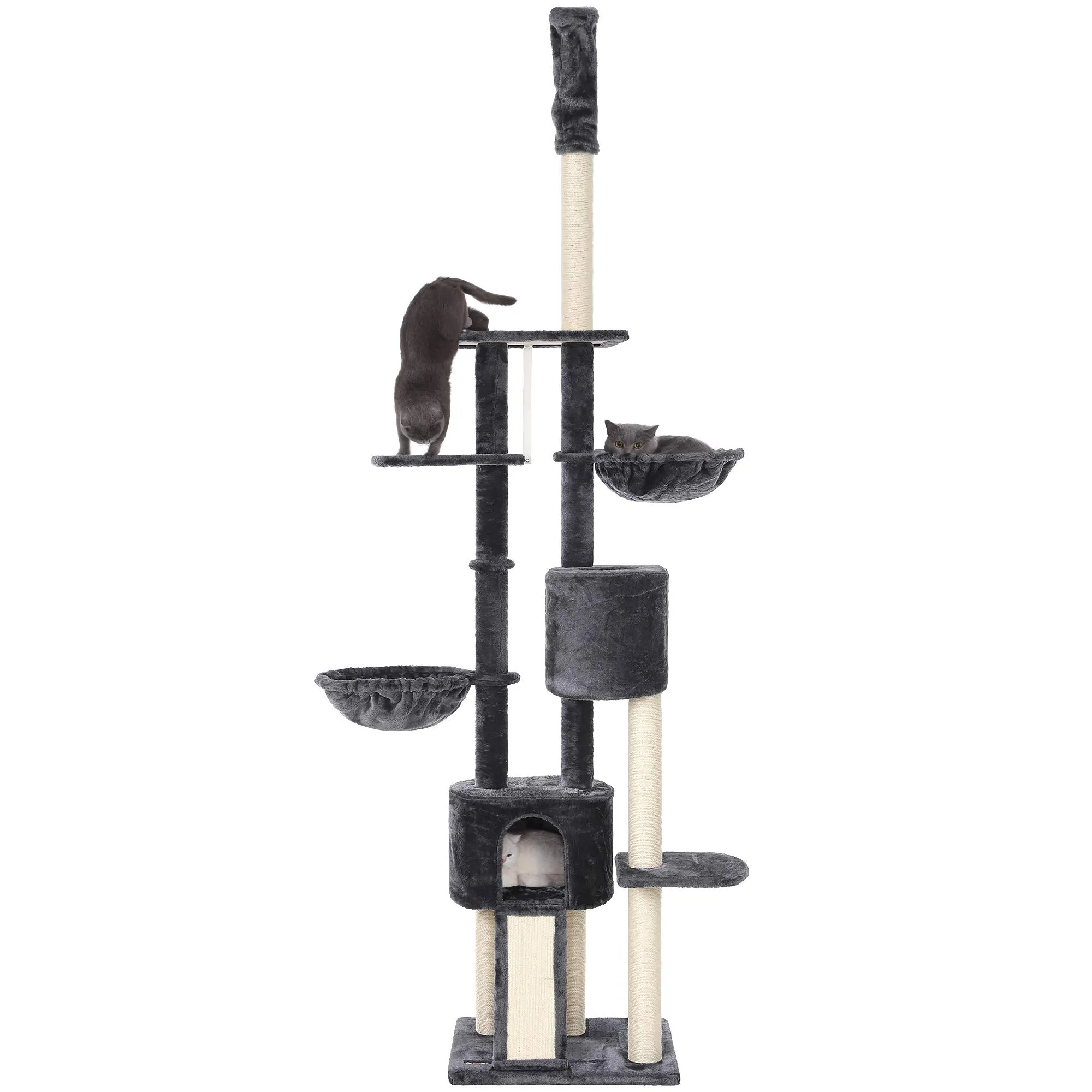 Feandrea Albero per Gatti da Soffitto, 2,4-2,6 m, Grigio Fumo PCT110G01 - immagine 9