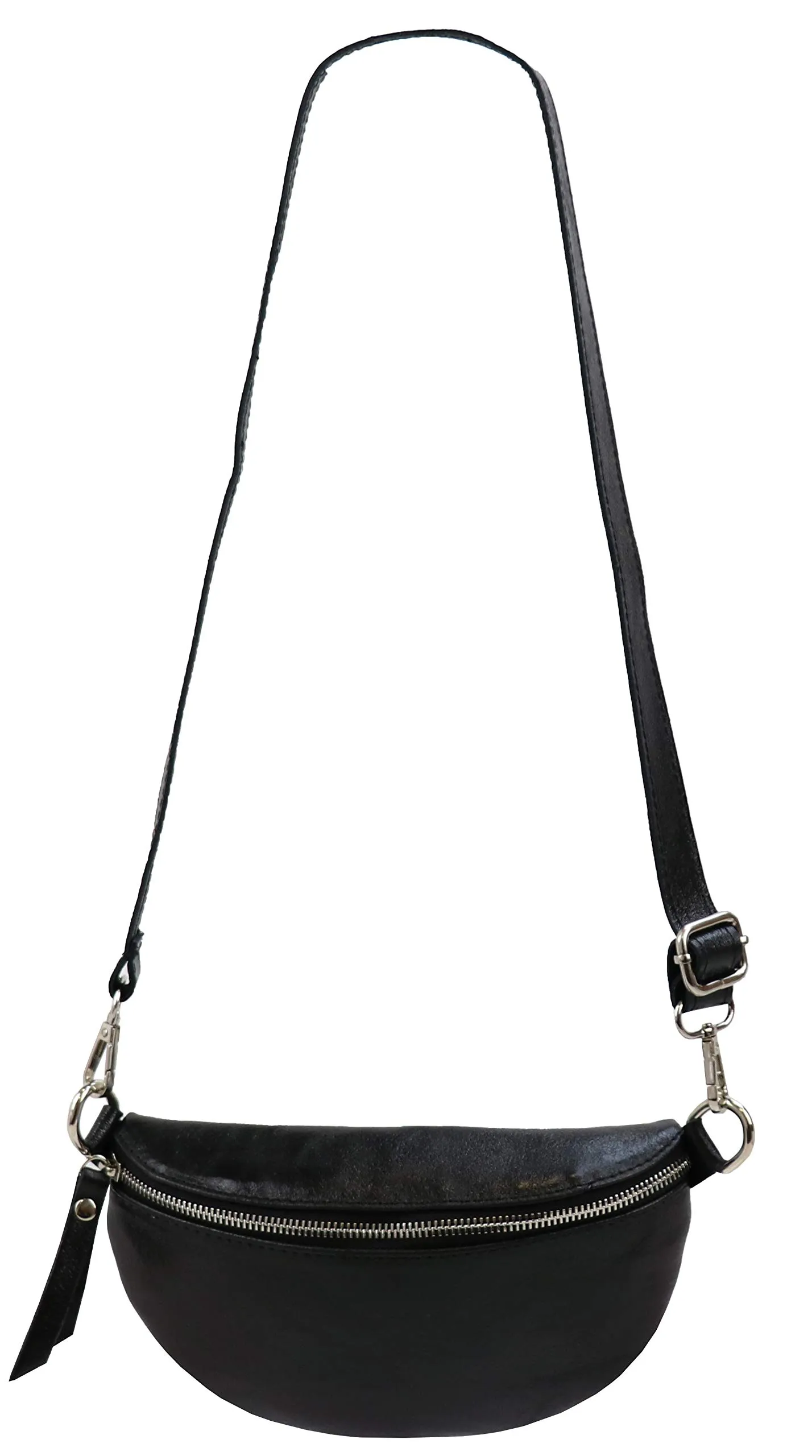 SH Leder AVA G292 Marsupio in vera pelle, nero metallizzato, 23 x 12,50 x 7 cm - immagine 3