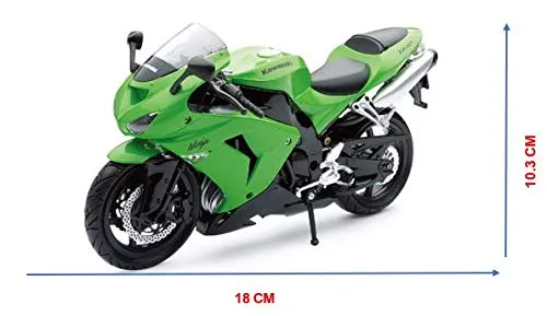 NewRay 42443 A Kawasaki ZX 10 R / Honda CBR Miniature Vehicle, 1:12 Scale, Green/Black - immagine 6