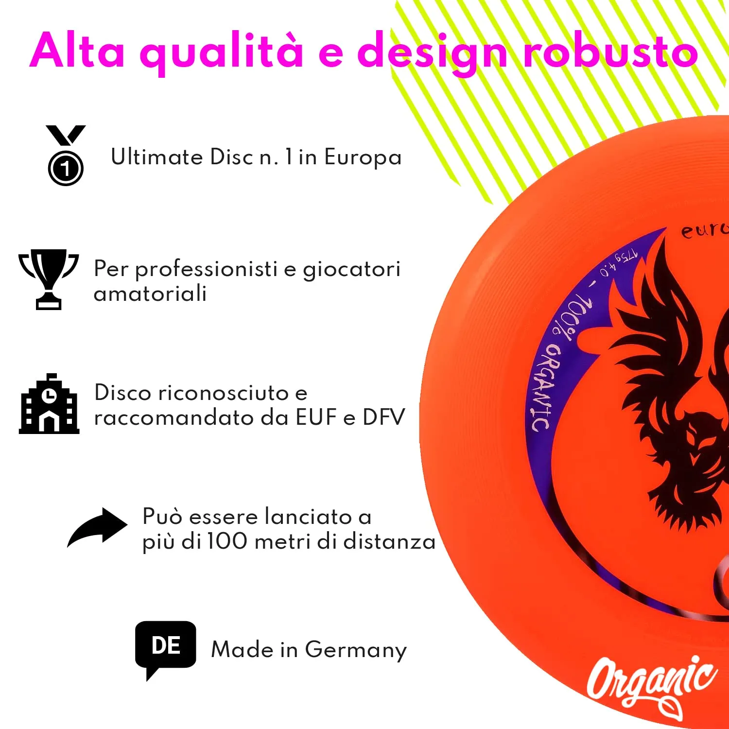 eurodisc ED5133R Ultimate BIO Plastic Frisbee, 175g, Creature Arancione - immagine 3