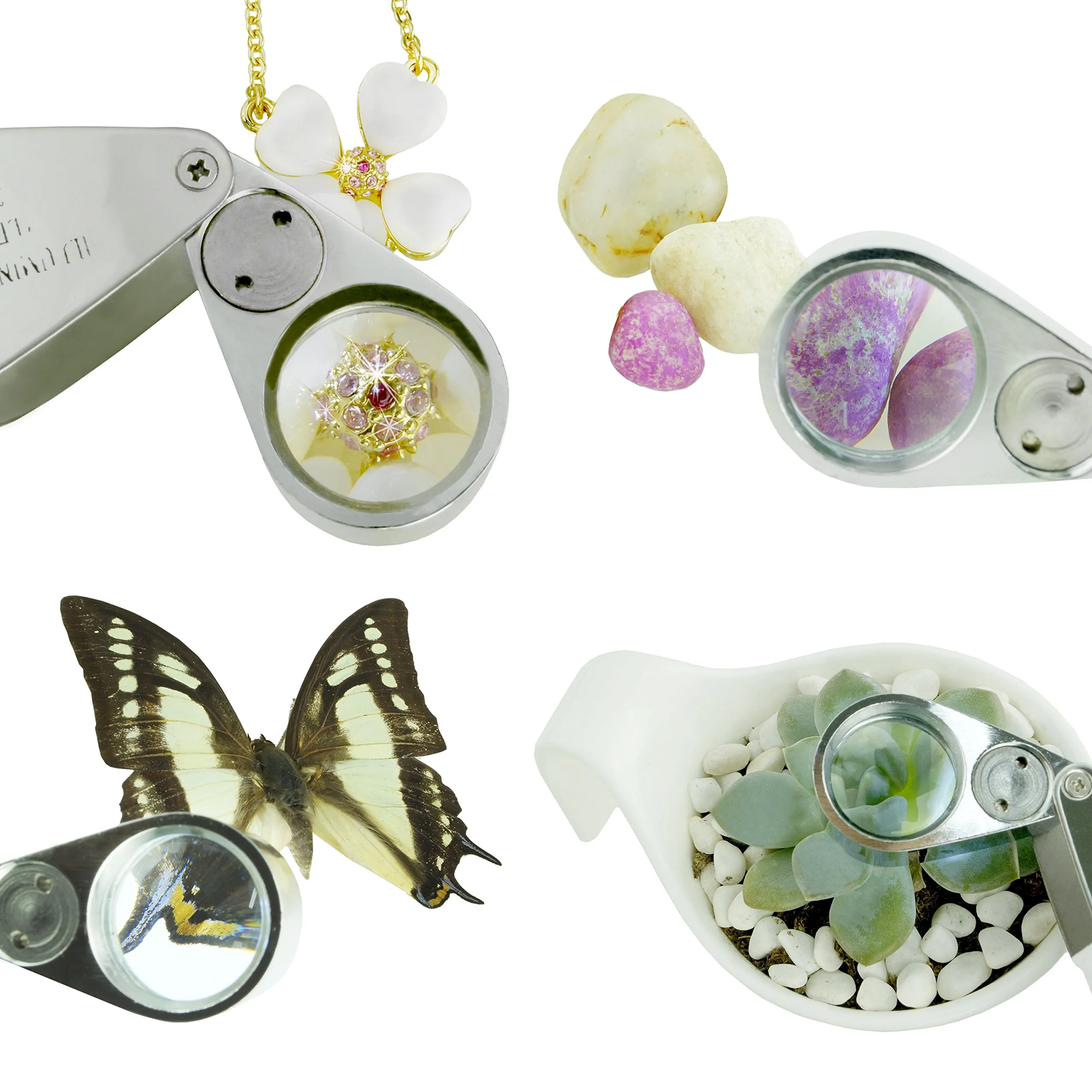 Kare & Kind Lente di Ingrandimento da Gioielliere 40X con LED e UV, Metallo e Vetro Ottico - immagine 2