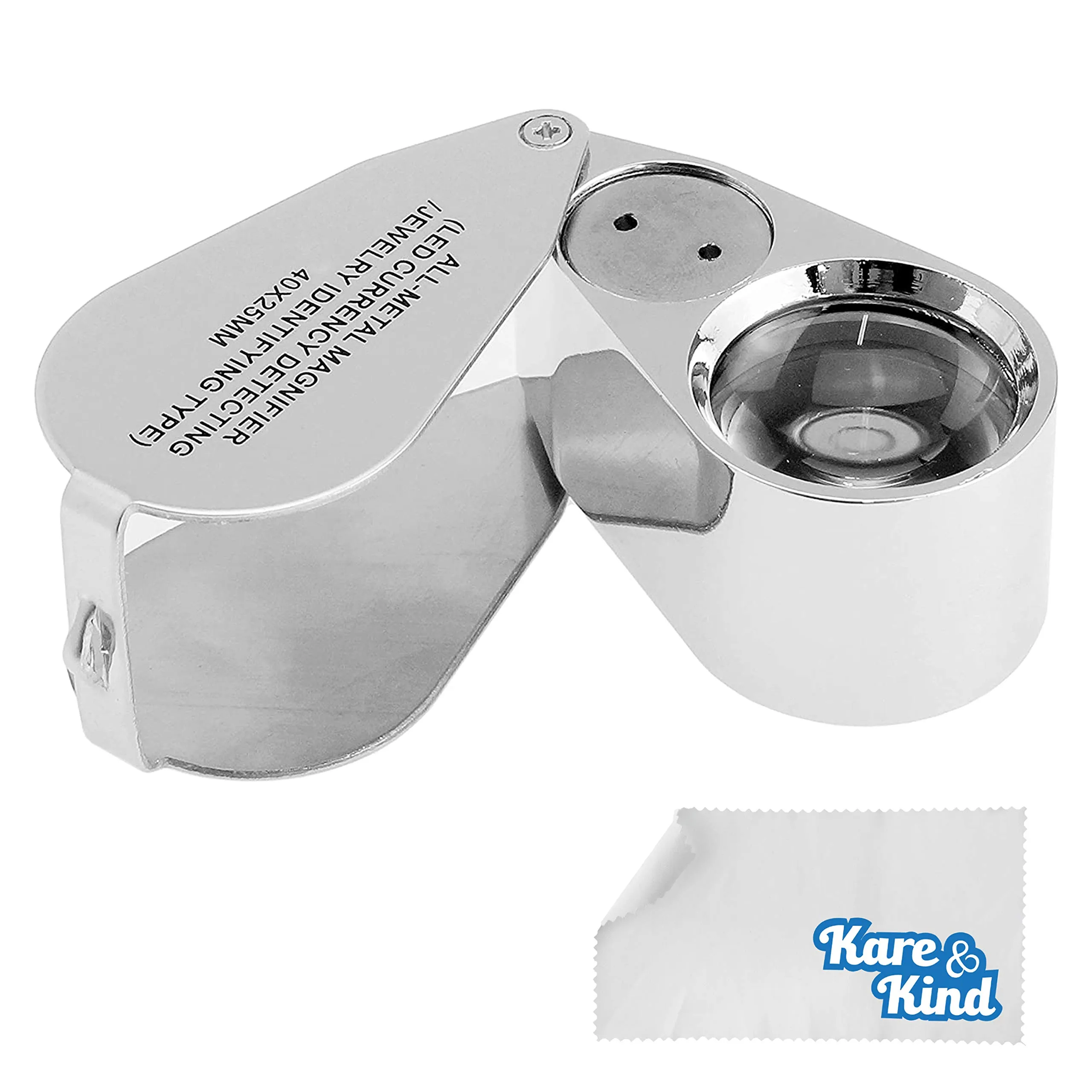 Kare & Kind Lente di Ingrandimento da Gioielliere 40X con LED e UV, Metallo e Vetro Ottico - immagine 4