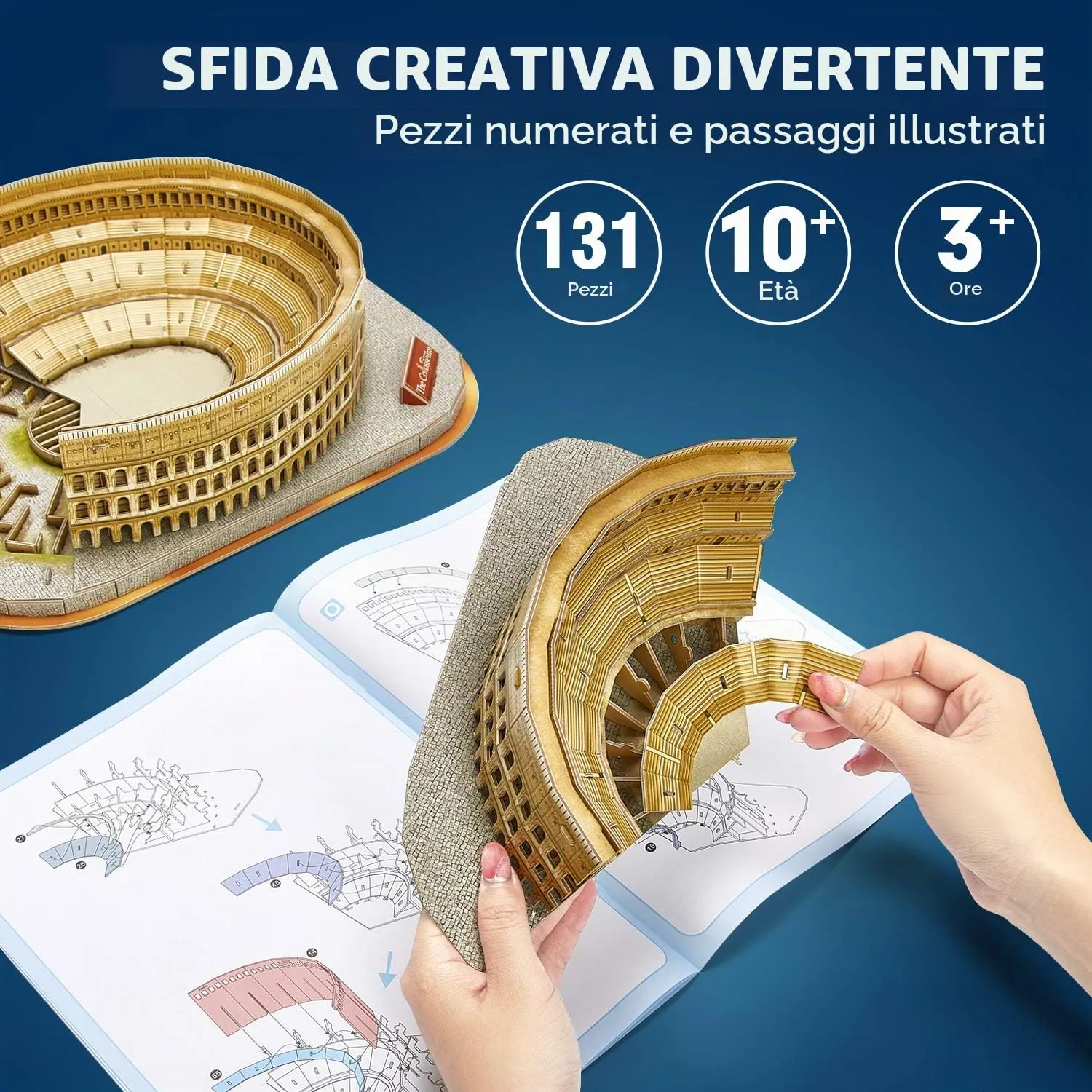 CubicFun Puzzle 3D Colosseo Romano, Modello Architettura 131 Pezzi - immagine 6