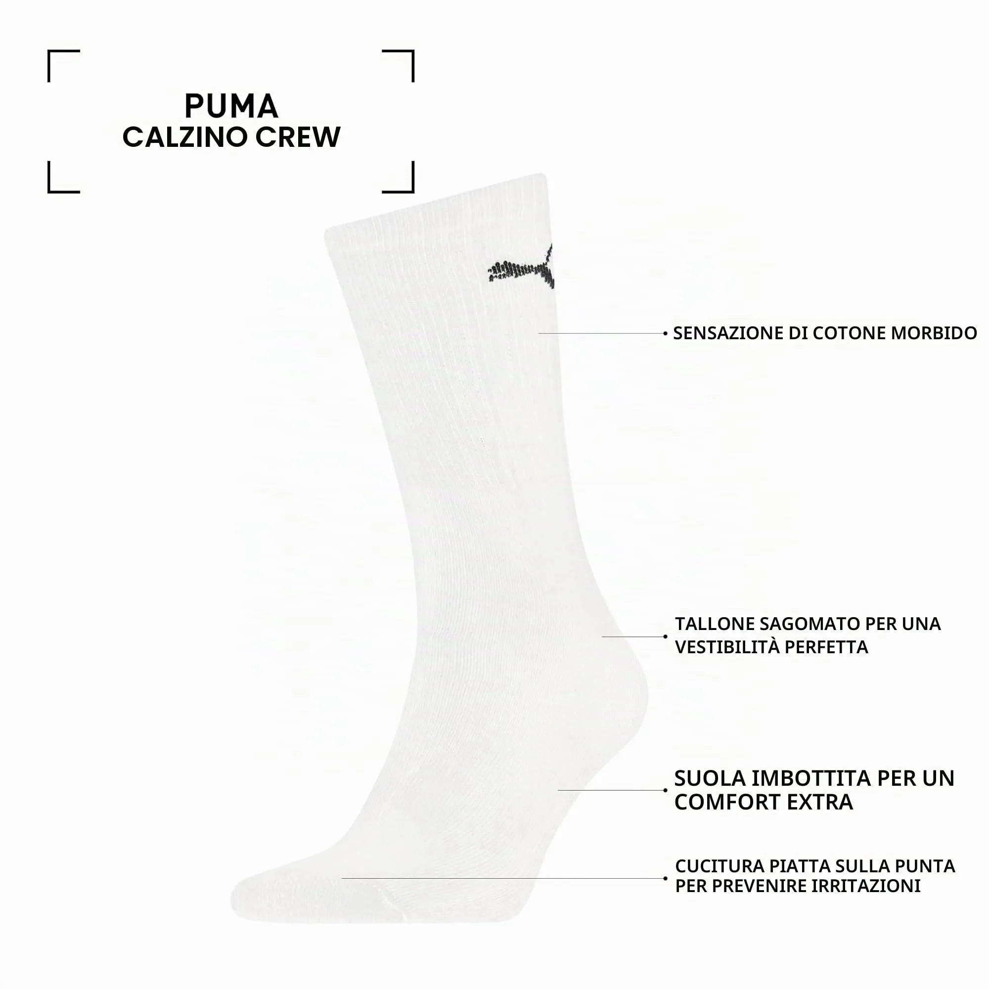 PUMA Crew Socks, Unisex Adult, White, 47-49 (Pack of 5) - immagine 4