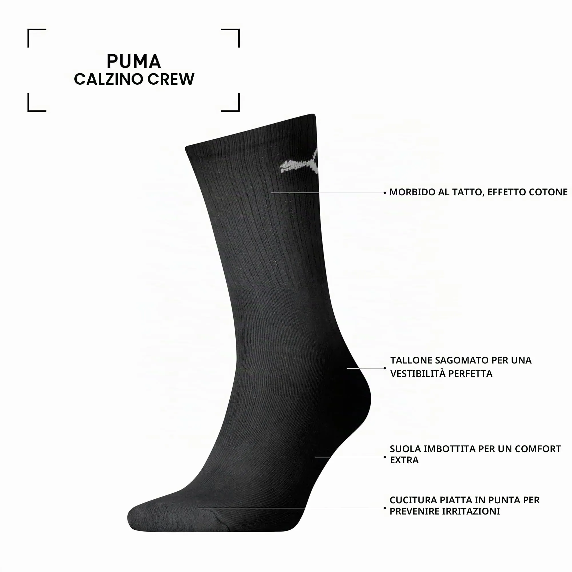 PUMA Crew Socks, Unisex Adult, Black, 39-42 (Pack of 5) - immagine 4