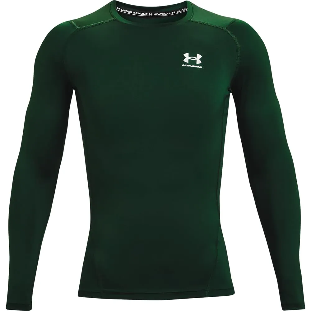 Under Armour HeatGear Compression Long-Sleeve T-Shirt, Forest Green/White, L Tall - immagine 5