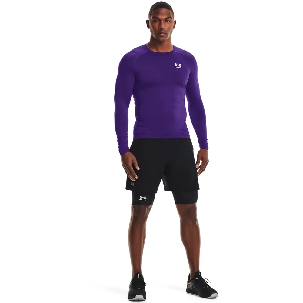 Under Armour Men's HeatGear Compression Long-Sleeve T-Shirt, Purple/White, XL Tall - immagine 3