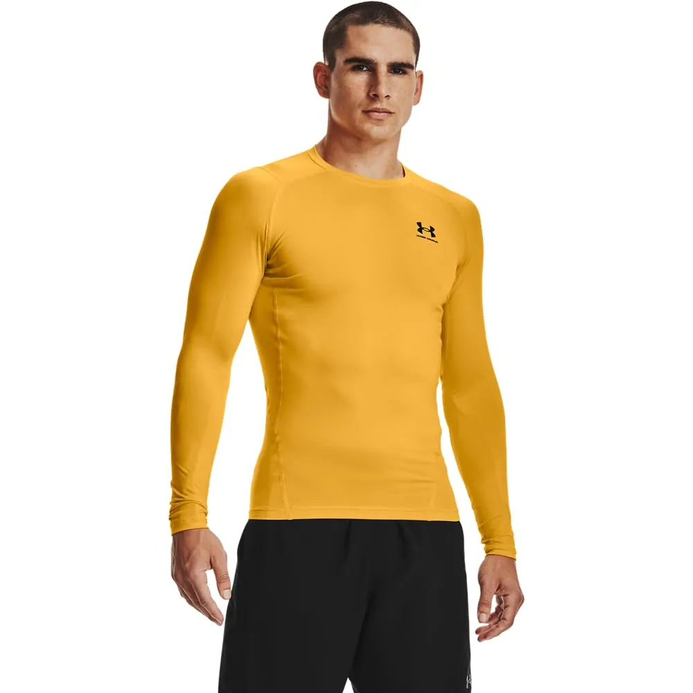 Under Armour HeatGear Compression Long Sleeve Shirt, Steeltown Gold/Black, XL Men's - immagine 1