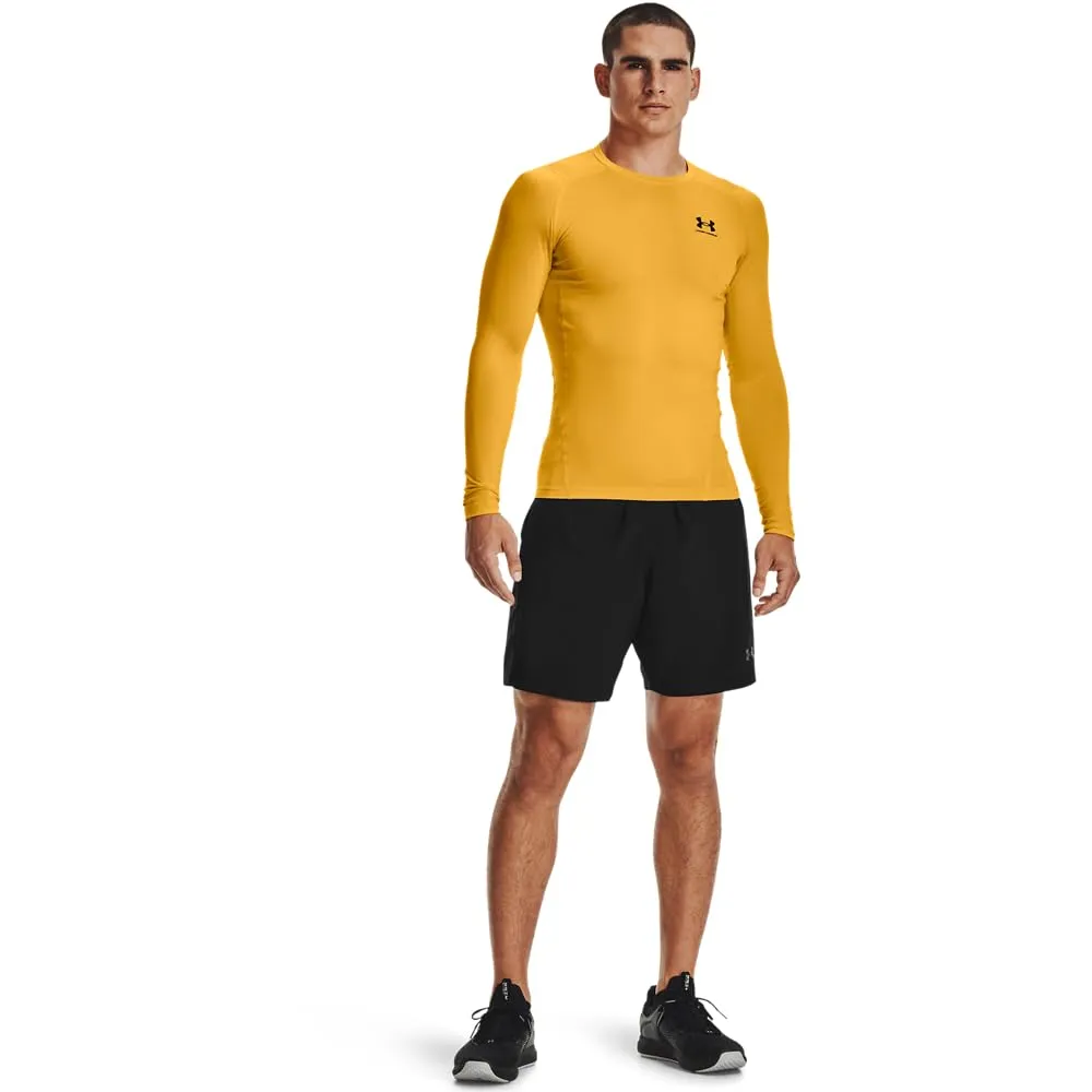 Under Armour HeatGear Compression Long Sleeve Shirt, Steeltown Gold/Black, XL Men's - immagine 3
