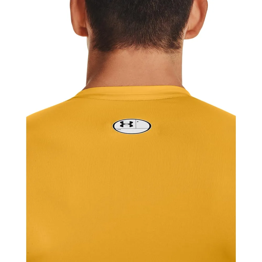Under Armour HeatGear Compression Long Sleeve Shirt, Steeltown Gold/Black, XL Men's - immagine 4