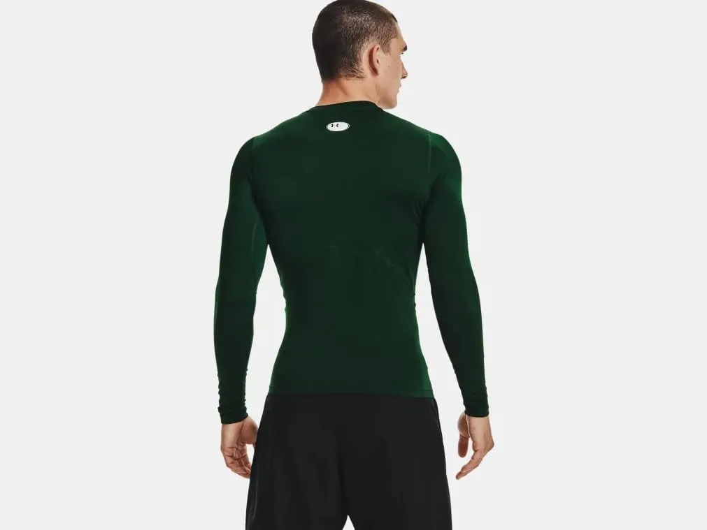 Under Armour HeatGear Maglietta a Compressione a Maniche Lunghe Uomo, Verde Foresta (301)/Bianco, M Alti - immagine 2