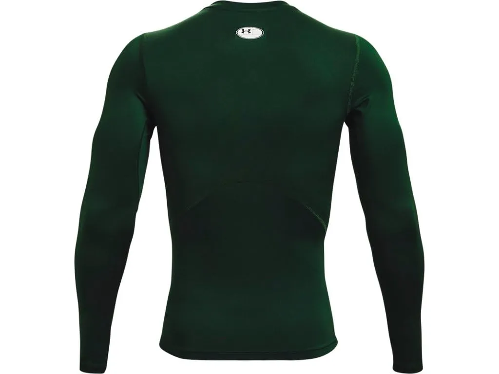 Under Armour HeatGear Maglietta a Compressione a Maniche Lunghe Uomo, Verde Foresta (301)/Bianco, M Alti - immagine 3
