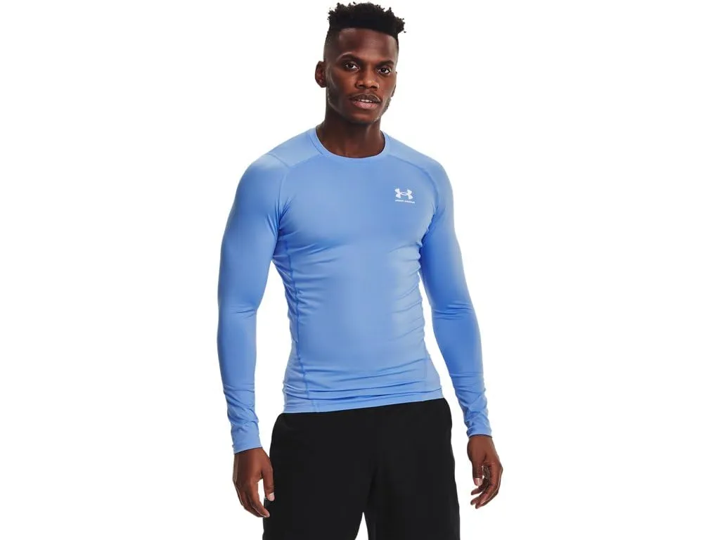 Under Armour HeatGear Maglietta a Compressione a Maniche Lunghe da Uomo, Blu Carolina (475)/Bianco, L - immagine 1