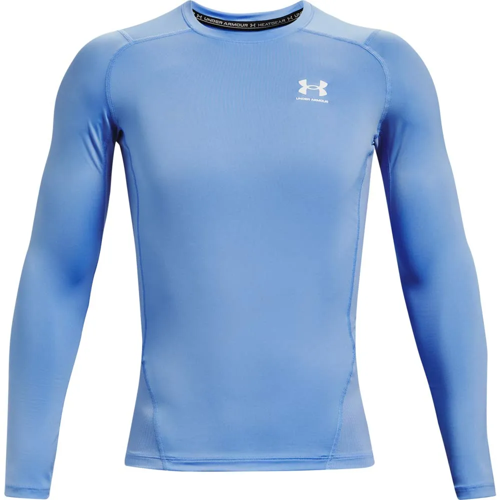 Under Armour HeatGear Maglietta a Compressione a Maniche Lunghe Uomo, Blu Carolina (475)/Bianco, S Tall - immagine 1