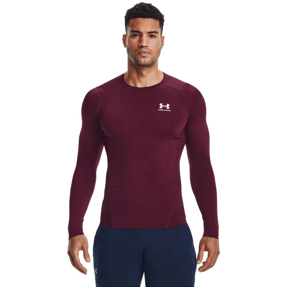 Under Armour HeatGear Compression Long-Sleeve T-Shirt, Brown (609)/White, Small Tall Men's - immagine 1