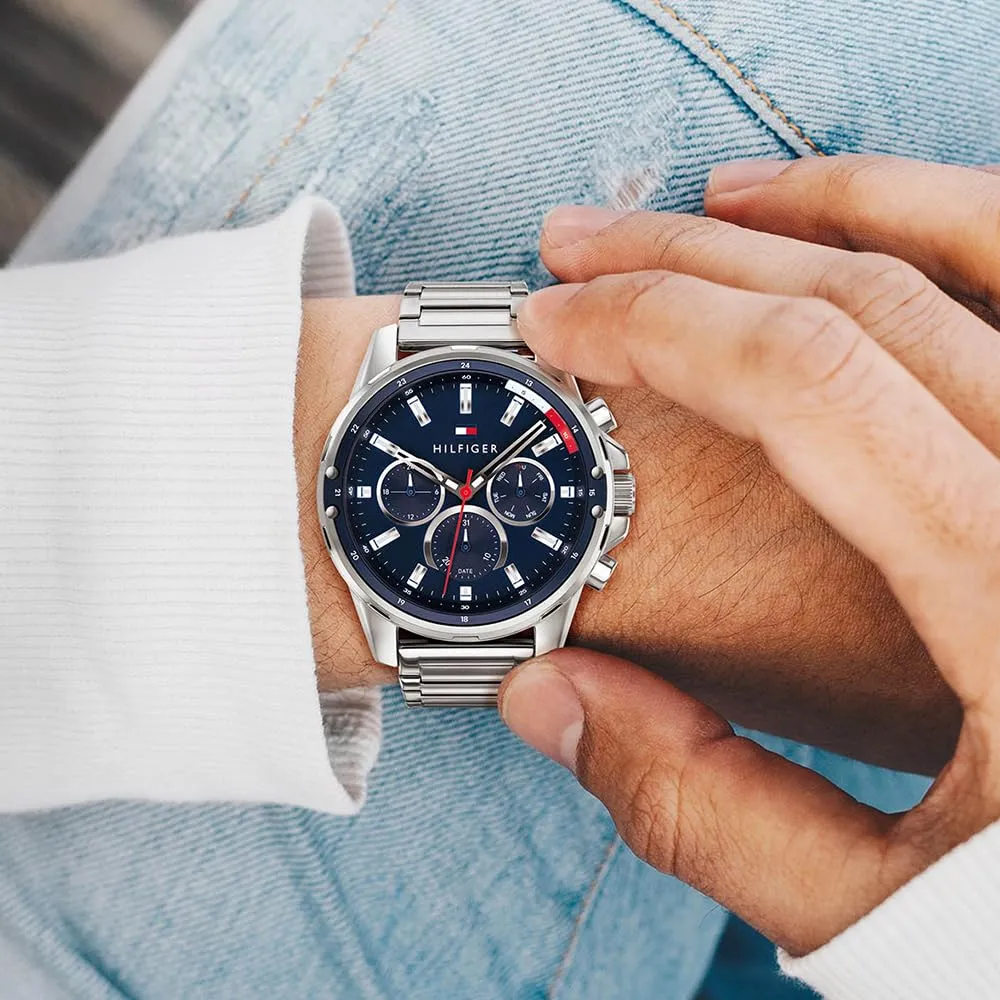 Tommy Hilfiger 1791788 Orologio Multifunzione Analogico da Uomo 45 mm Argento - immagine 4
