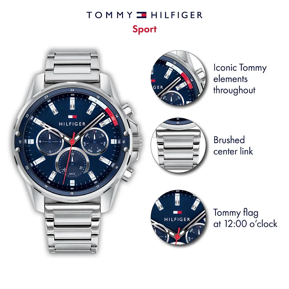 Tommy Hilfiger 1791788 Orologio Multifunzione Analogico da Uomo 45 mm Argento - immagine 5