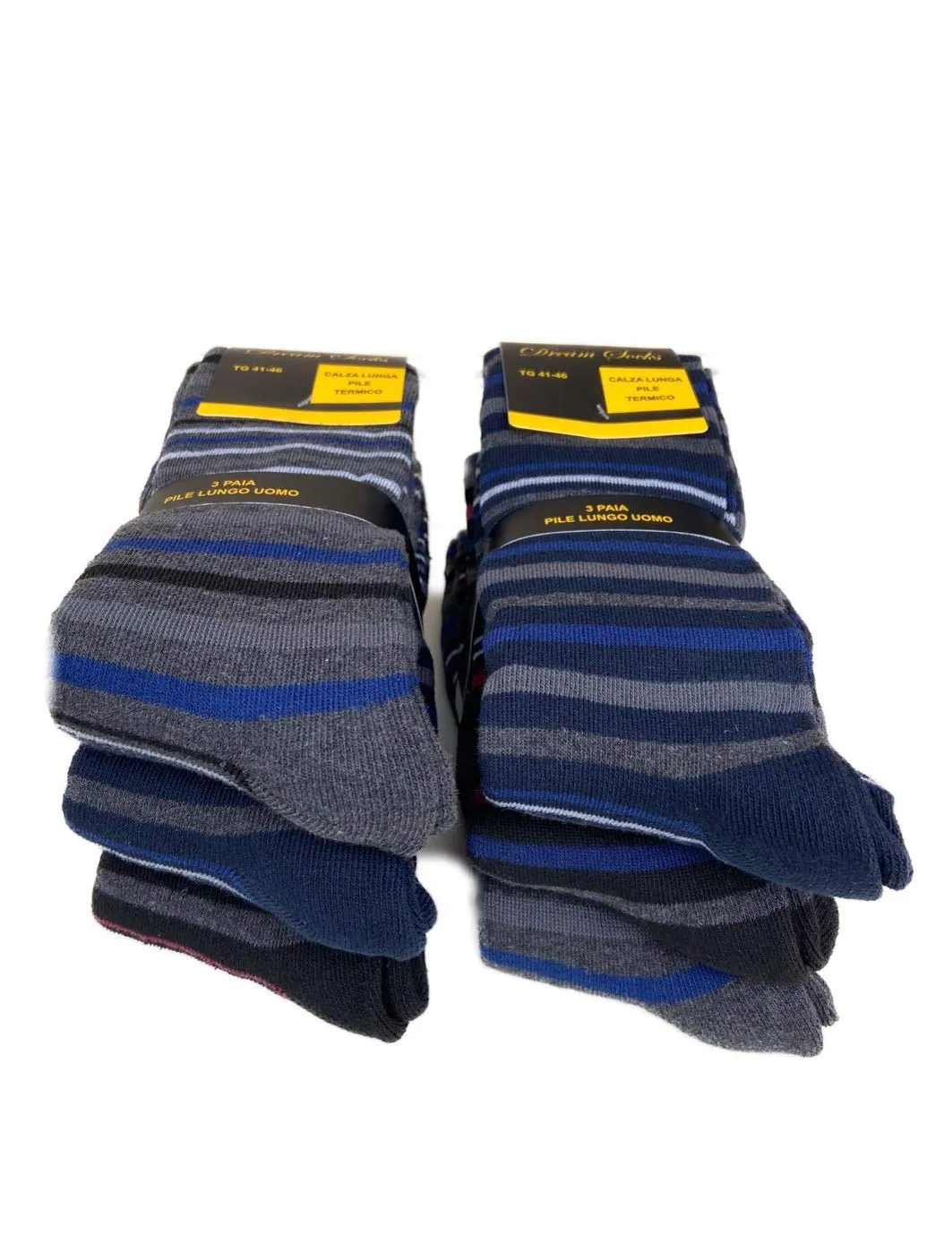 DREAM SOCKS Calze in pile termiche invernali da sci, 6 paia, Rigato, 41-46 - immagine 2