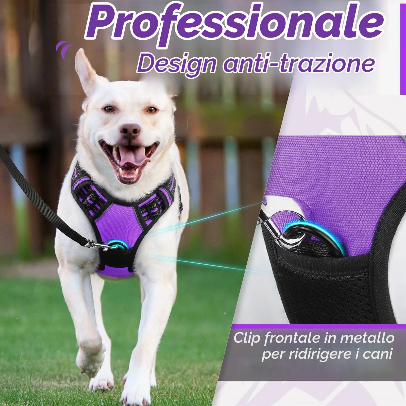 Eagloo Pettorina Cane Anti Tiro, Viola, Taglia M - immagine 3